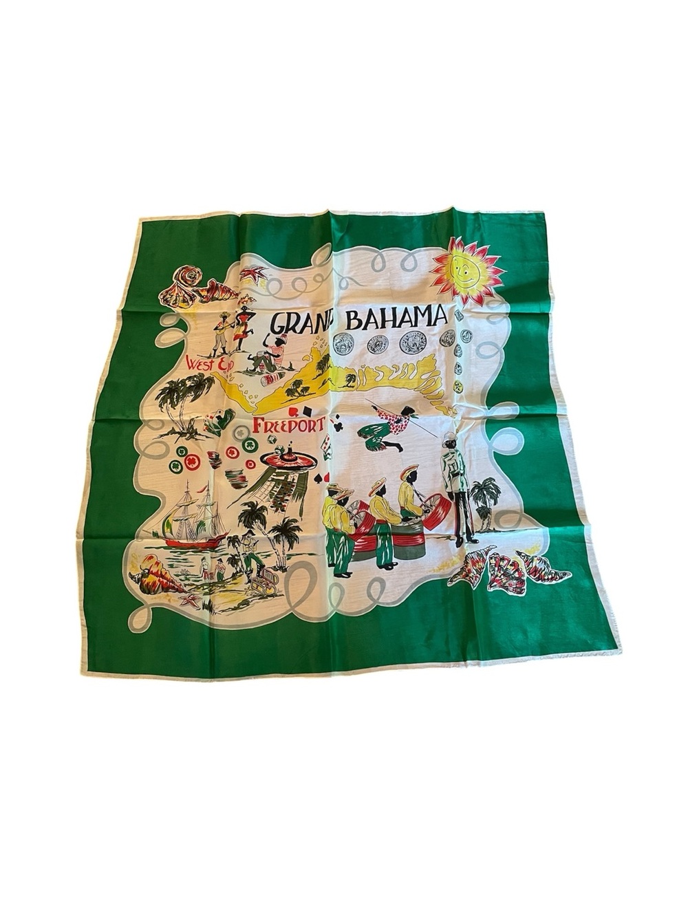Vintage Grand Bahama Freeport Scarf 30” Square